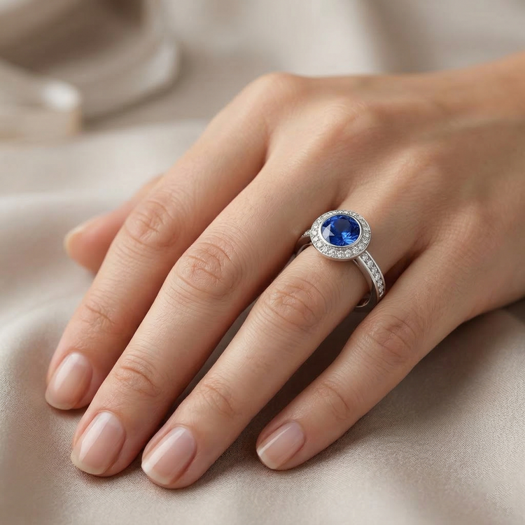 naturel round diamant 2.40carats bague sur blanc