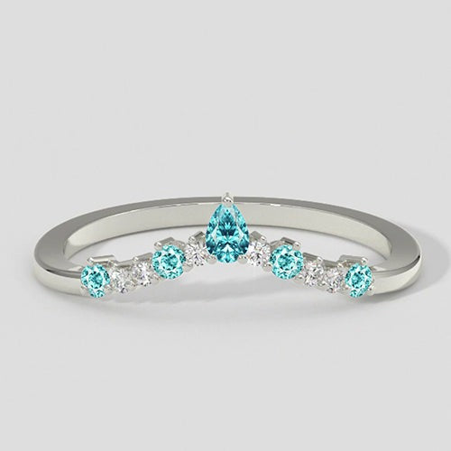Bague Wishbone avec tourmaline Paraiba et diamants