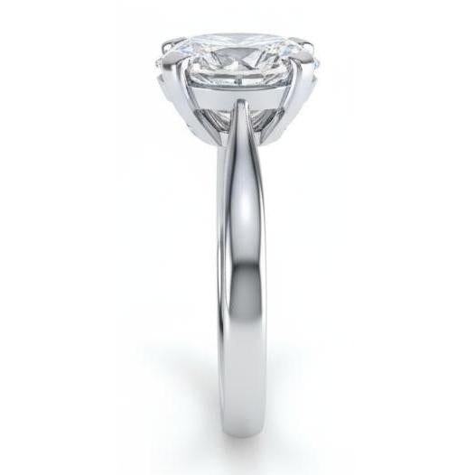 Bague De Fiançailles Réel Diamant Solitaire Ovale 2.50 Carats Or Blanc 14 Carats