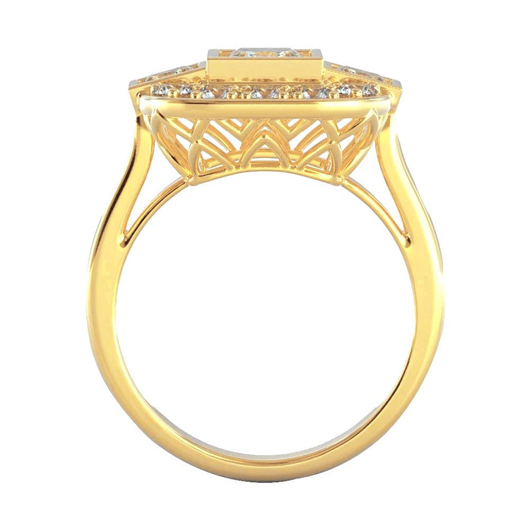 Bague Mariage Princesse Et Réel Diamant Rond 2.15 Carats Or Jaune 14K