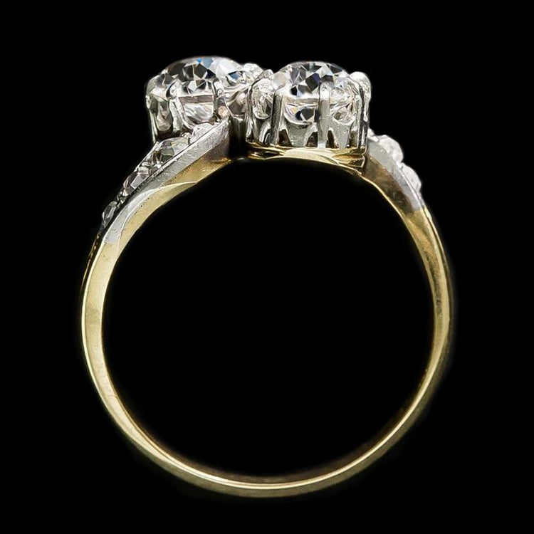 Bague Toi Et Moi en or rond, ancien mineur, véritable diamant naturel extrait de terre, deux tons, 4,50 carats