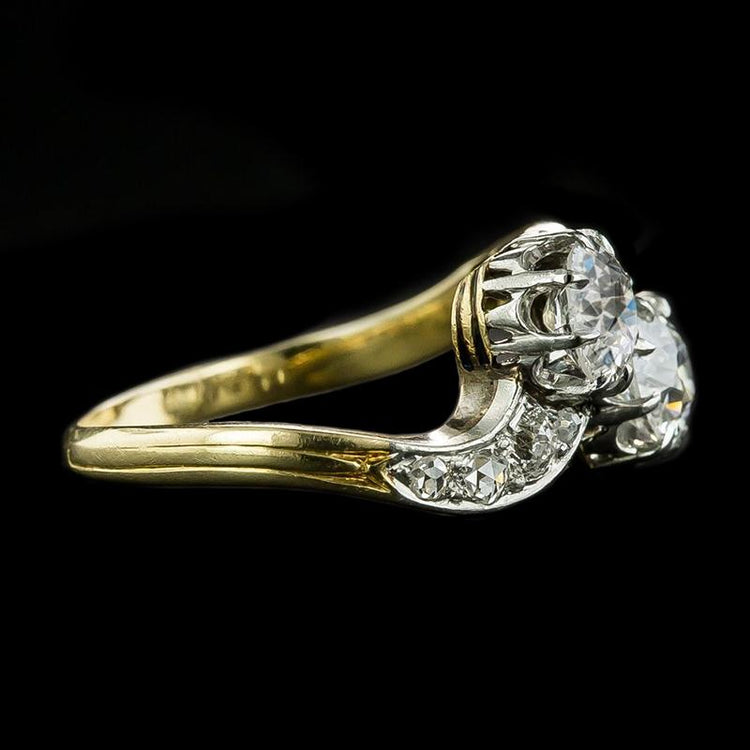 Bague Toi Et Moi en or rond, ancien mineur, véritable diamant naturel extrait de terre, deux tons, 4,50 carats