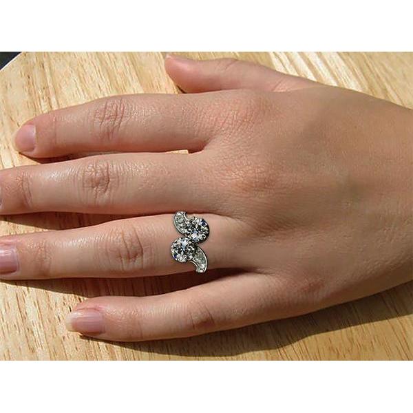 Bague Toi Et Moi en or rond, ancien mineur, véritable diamant naturel extrait de terre, deux tons, 4,50 carats