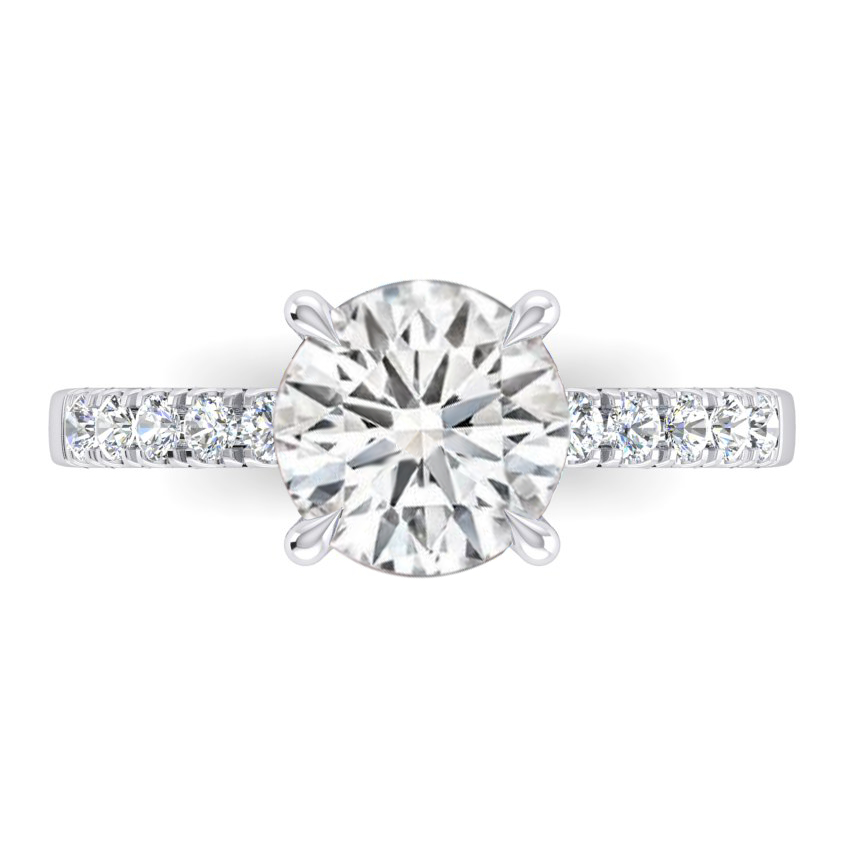 Bague de Fiançailles Réel Diamant 2.50 Carats Diamants Ronds Or Blanc 14K