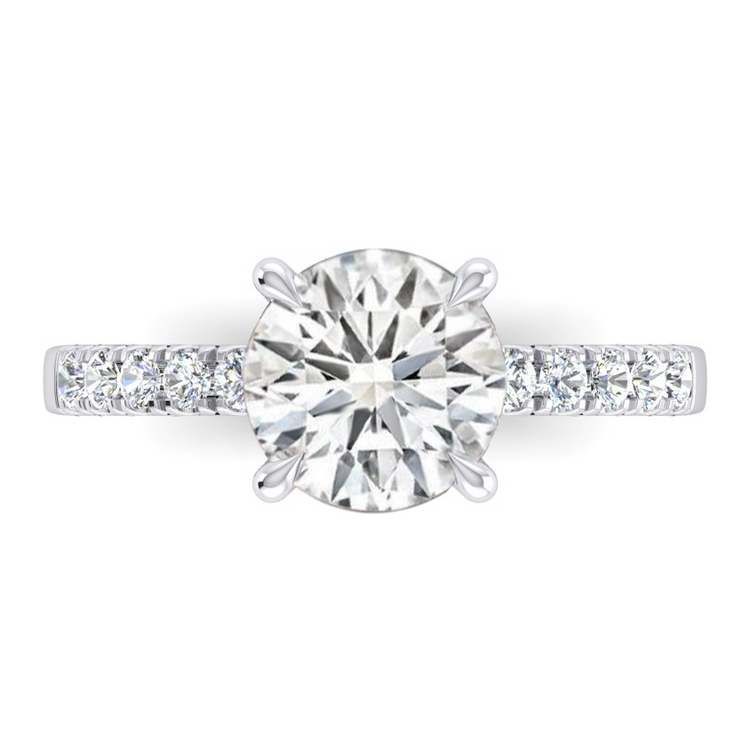 Bague de Fiançailles Réel Diamant 2.50 Carats Diamants Ronds Or Blanc 14K