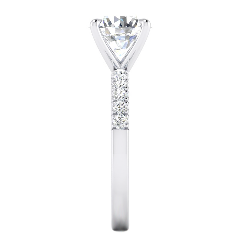 Bague de Fiançailles Réel Diamant 2.50 Carats Diamants Ronds Or Blanc 14K