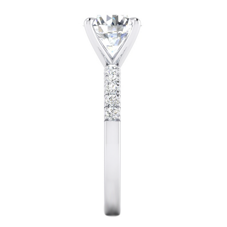 Bague de Fiançailles Réel Diamant 2.50 Carats Diamants Ronds Or Blanc 14K