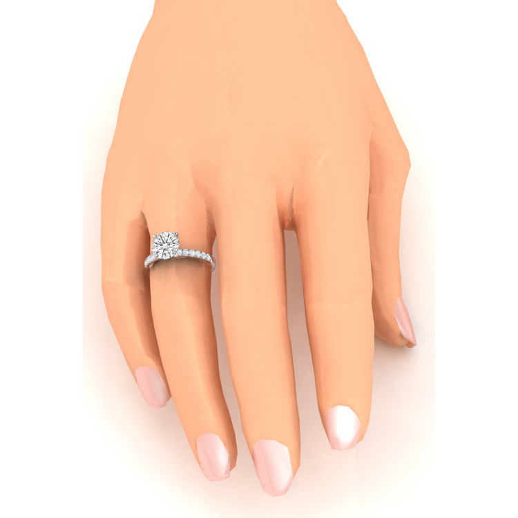 Bague de Fiançailles Réel Diamant 2.50 Carats Diamants Ronds Or Blanc 14K