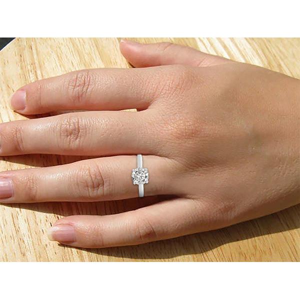 Bague de mariage avec Réel diamants ronds solitaires de 1 carat en or blanc 14K