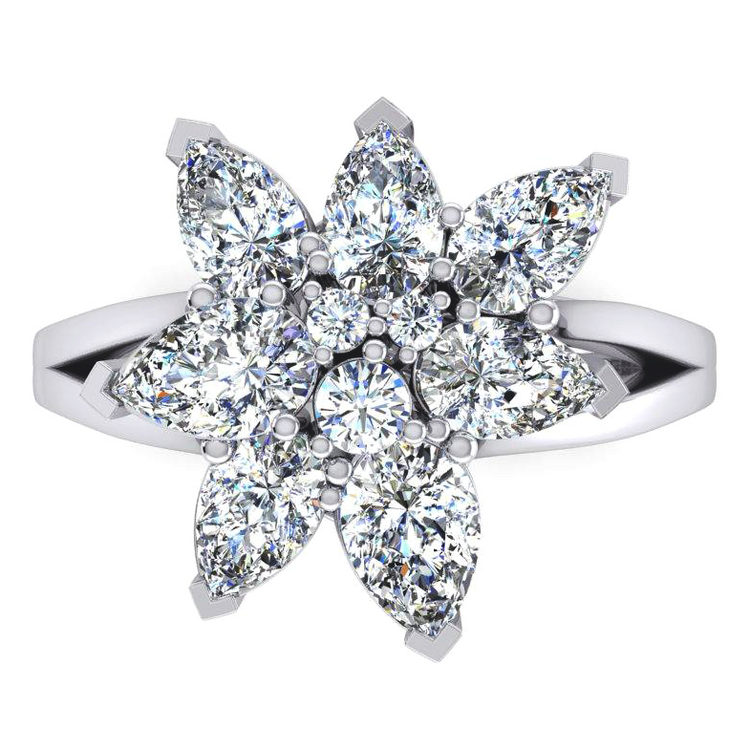 Bague en Grappe de Diamant Taille Poire 3 ct Or 14K Bijoux Pour Dames