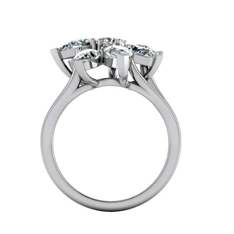 Bague en Grappe de Diamant Taille Poire 3 ct Or 14K Bijoux Pour Dames
