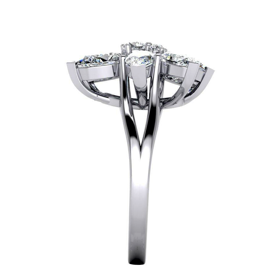 Bague en Grappe de Diamant Taille Poire 3 ct Or 14K Bijoux Pour Dames