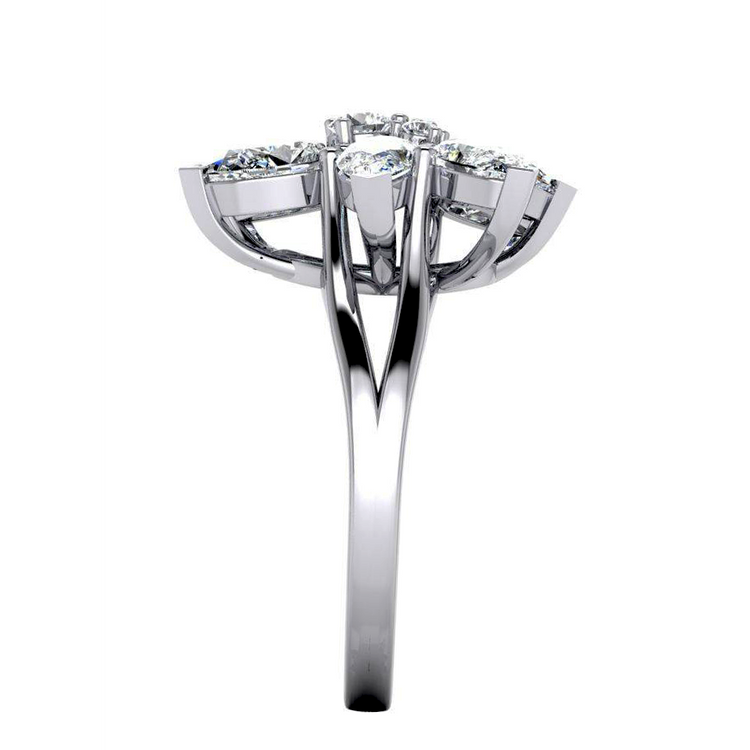 Bague en Grappe de Diamant Taille Poire 3 ct Or 14K Bijoux Pour Dames