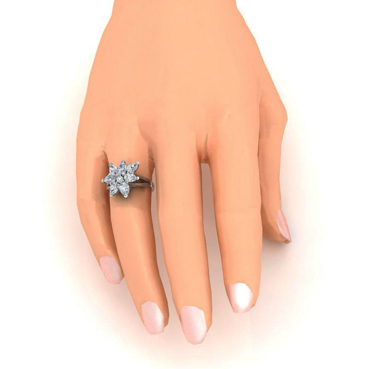 Bague en Grappe de Diamant Taille Poire 3 ct Or 14K Bijoux Pour Dames