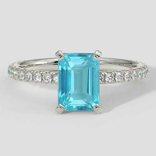 Bague style émeraude en tourmaline Paraiba de 1,50 ct