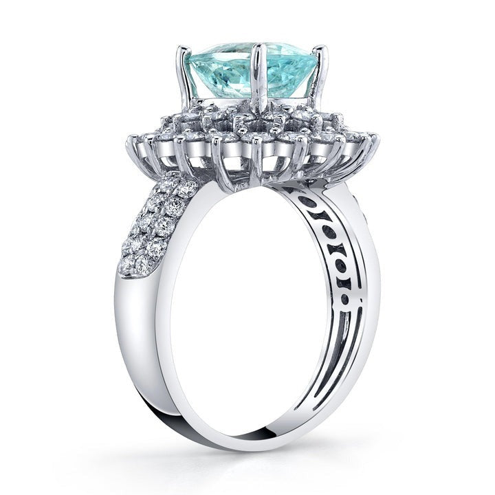 Bague cocktail ovale scintillante Paraiba
