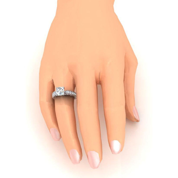 Bague de Fiançailles Coussin en Or Blanc, Bijou Pour Femme, Diamant Véritable