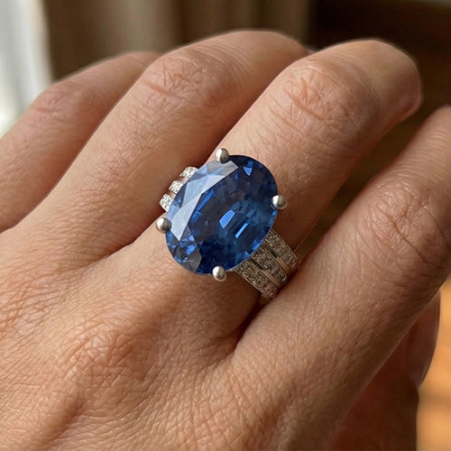 Bague de Fiançailles Saphir Naturel 12 Carats