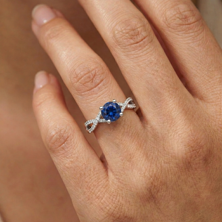 naturel round diamant 1carats bague avec accents diamants