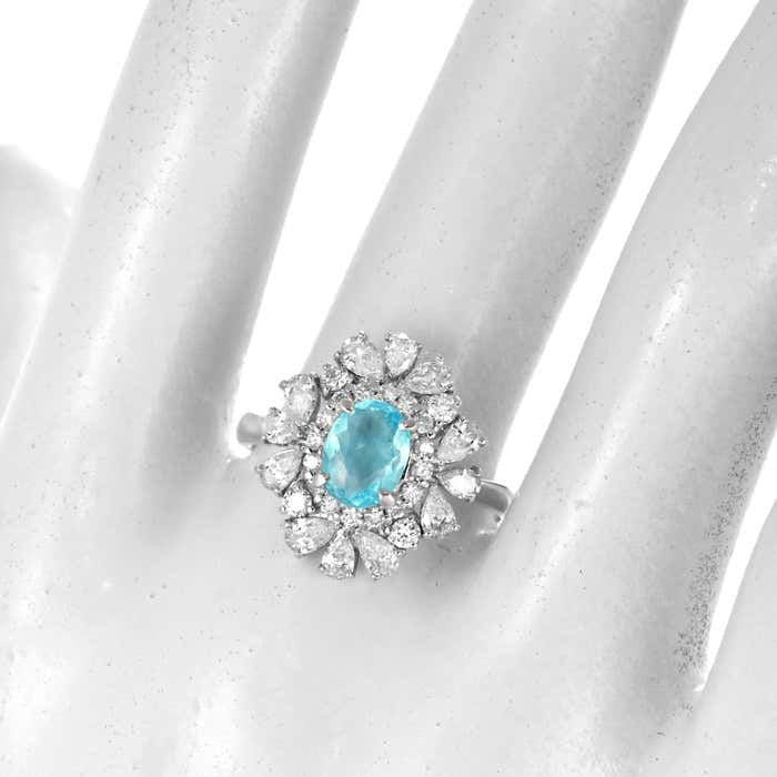 Bague de cocktail florale Paraiba Halo