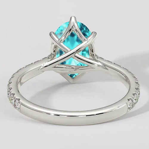 Bague de fiançailles 6 griffes Paraiba