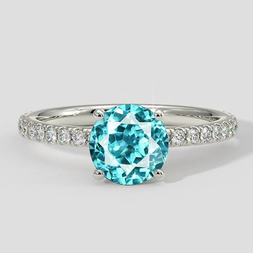 Bague de fiançailles en véritable tourmaline Paraiba