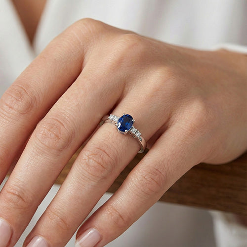 naturel oval diamant 1.40carats bague vue de profil