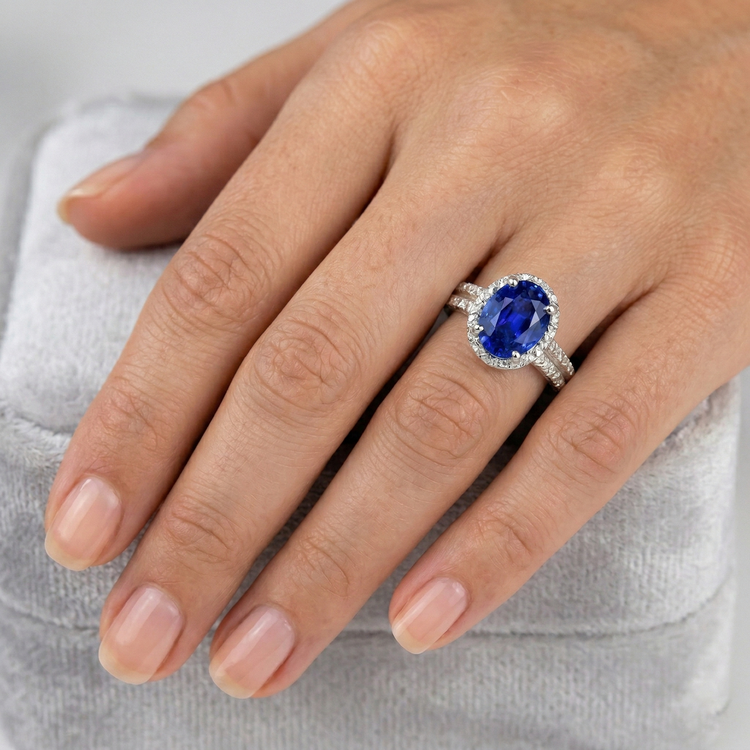 naturel round diamant 4.81carats bague avec accents diamants
