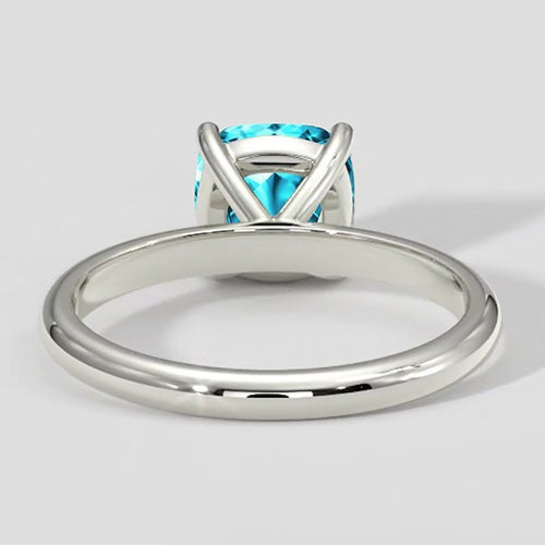 Bague en Paraiba bleu naturel taille coussin