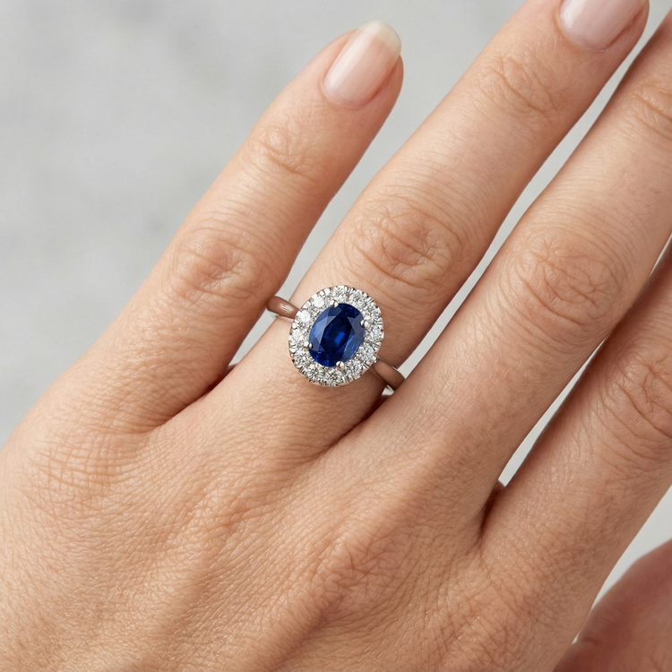 naturel oval diamant 1.85carats bague sur blanc