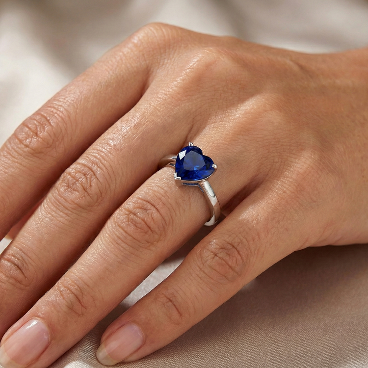 Bague en or avec saphir bleu solitaire sertie de griffes 2 carats bijoux pour femme