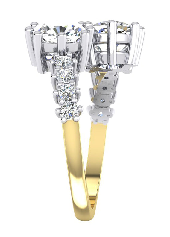 Bague en or blanc 14 carats avec diamant taille coussin double de 3,30 carats