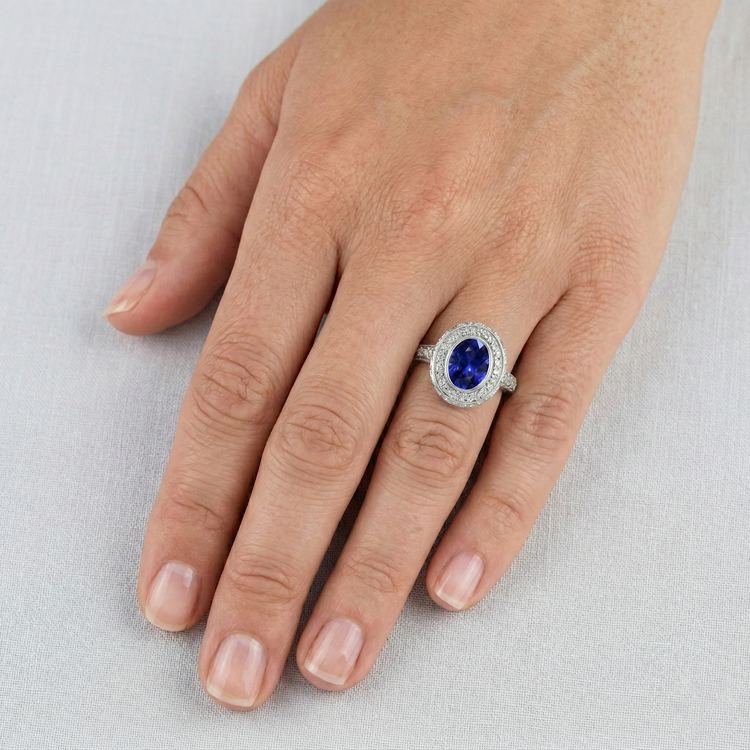 naturel round diamant 3.40carats bague avec accents diamants