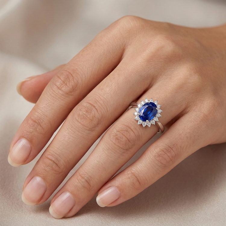 naturel oval diamant 2carats bague avec accents diamants