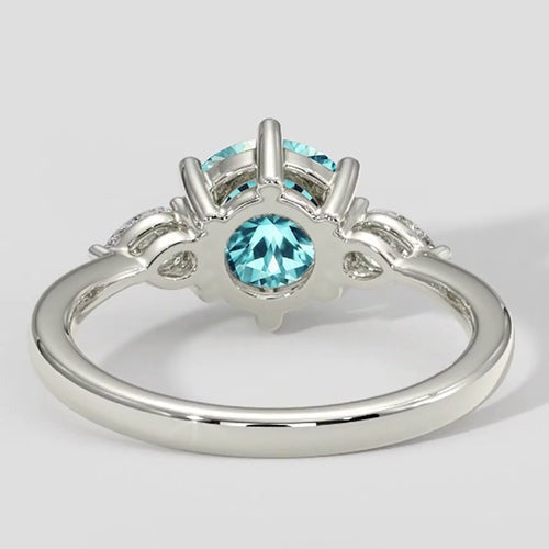 Bague en tourmaline Paraiba bleu électrique et diamant