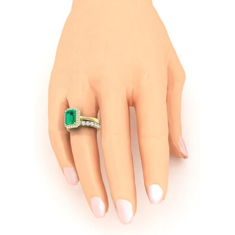 Bague halo émeraude verte 5 carats