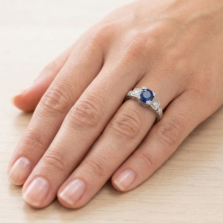 naturel round diamant 1.65carats bague sur blanc