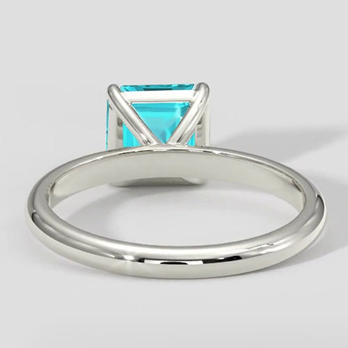 Bague solitaire Paraiba bleu néon