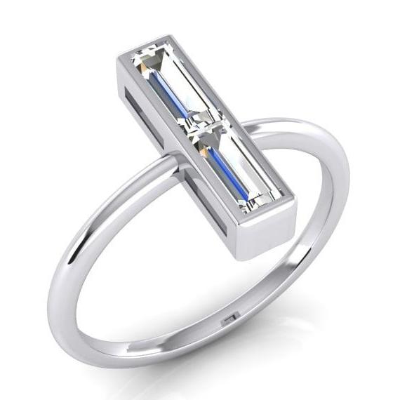 Bague solitaire en or blanc avec diamant rond de 2 carat