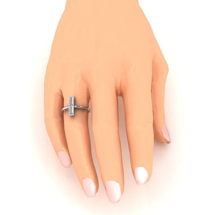Bague solitaire en or blanc avec diamant rond de 2 carat
