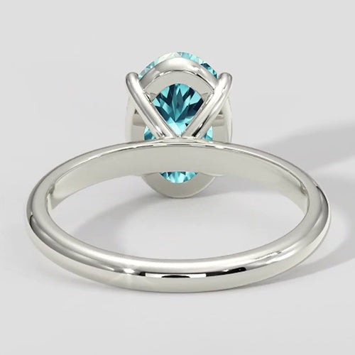 Bague solitaire ovale bleue Paraiba 3 carats