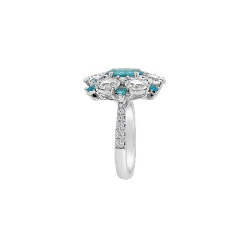 Bague style fleur en tourmaline Paraiba