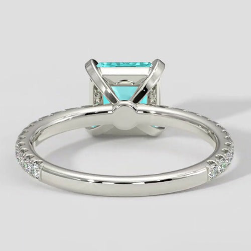Bague tourmaline moderne Asscher Paraiba