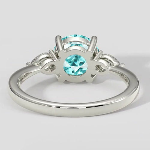 Bague trois pierres rondes en tourmaline Paraiba