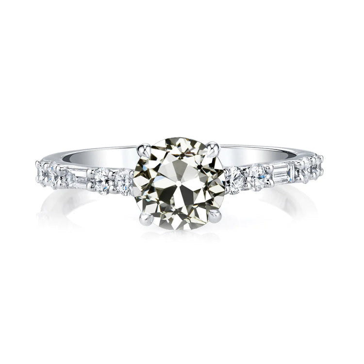 Baguette & Bague Ronde Vieux mineur Réel Diamant Anniversaire Sertie De Griffes 4 Carats