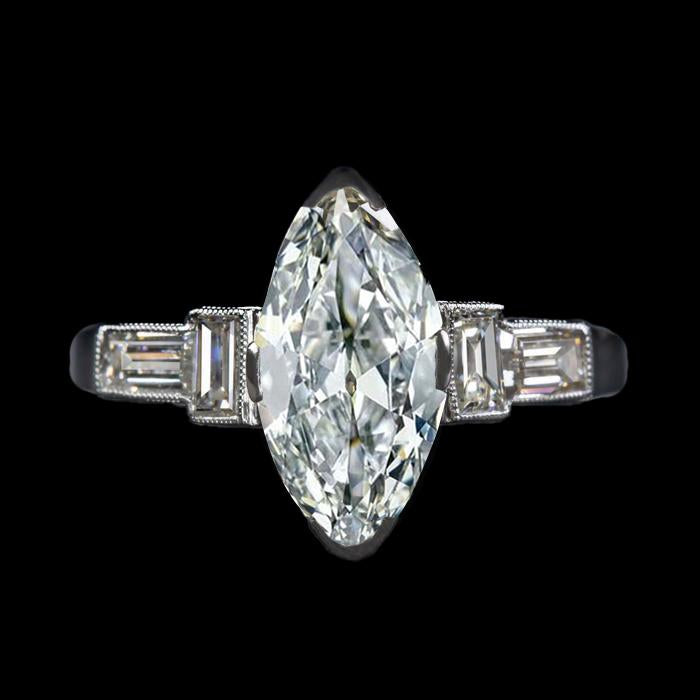 naturel marquise diamant 5.50carats bague vue de face