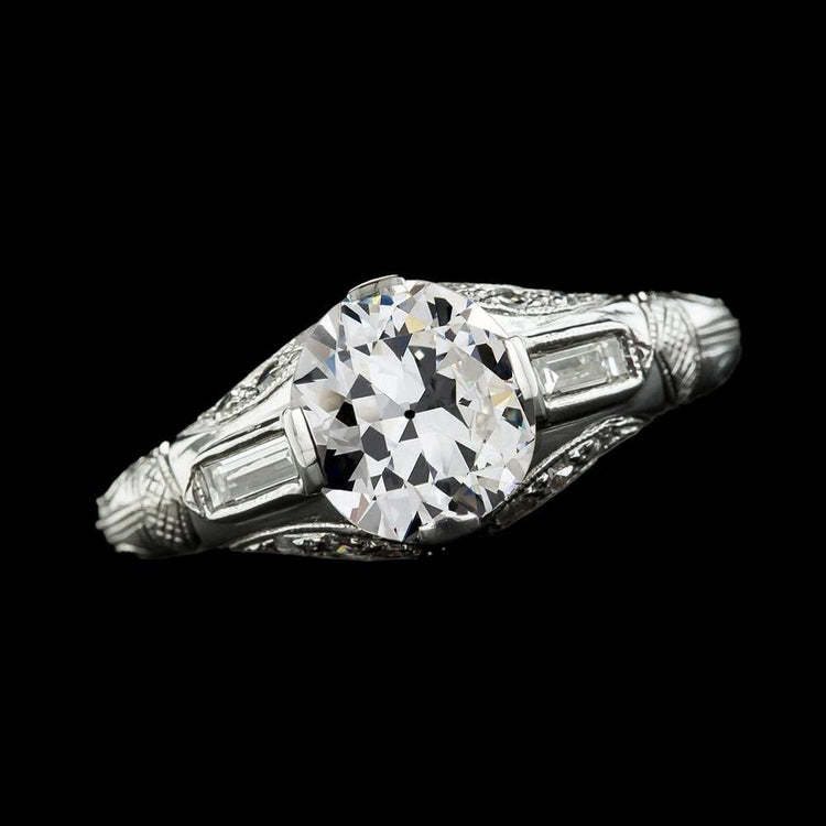Baguette Baguette Trois Pierres Naturel Diamant Rond Old European 2.75 Carats