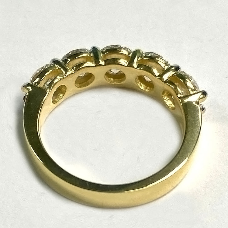 Bande Anniversaire 5 Pierres Réel Diamants