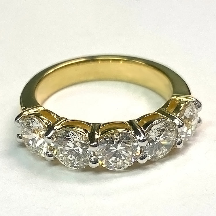 Bande Anniversaire 5 Pierres Réel Diamants