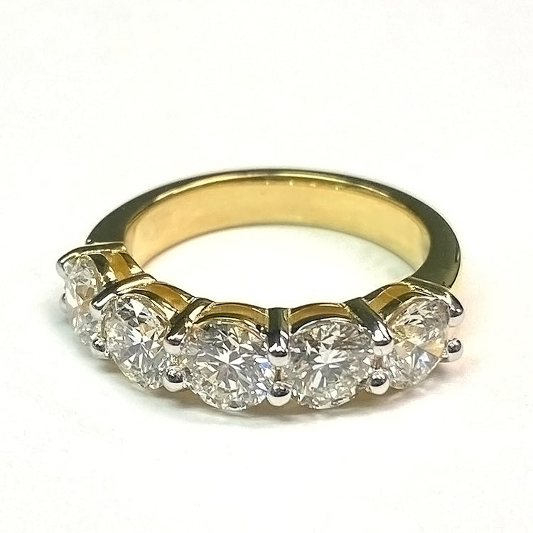 Bande Anniversaire 5 Pierres Réel Diamants